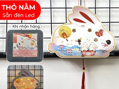 Lồng đèn thỏ ngọc DIY tự lắp ráp 5 kiểu [Dễ ráp - Kèm nút đèn Led] LDEN-GIAY-12