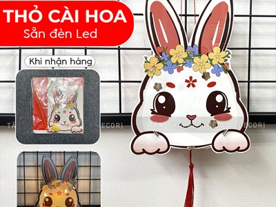 Lồng đèn thỏ ngọc DIY tự lắp ráp 5 kiểu [Dễ ráp - Kèm nút đèn Led] LDEN-GIAY-12