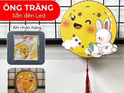 Lồng đèn thỏ ngọc DIY tự lắp ráp 5 kiểu [Dễ ráp - Kèm nút đèn Led] LDEN-GIAY-12