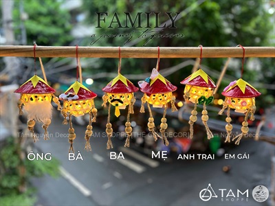 Lồng đèn giỏ tre tạo hình Gia đình Việt Nam [Chớp nháy/ Nhiều kiểu] LONGDEN-002