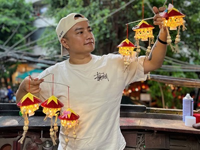 Lồng đèn giỏ tre tạo hình Gia đình Việt Nam [Chớp nháy/ Nhiều kiểu] LONGDEN-002
