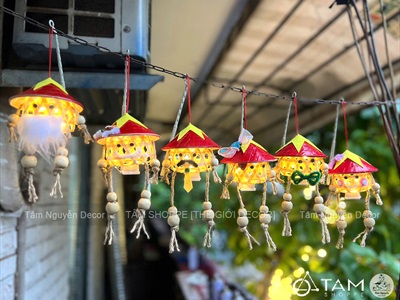 Lồng đèn giỏ tre tạo hình Gia đình Việt Nam [Chớp nháy/ Nhiều kiểu] LONGDEN-002