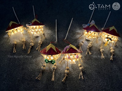 Lồng đèn giỏ tre tạo hình Gia đình Việt Nam [Chớp nháy/ Nhiều kiểu] LONGDEN-002