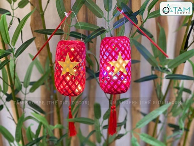 Lồng đèn tre lá lờ Việt Nam [Có đèn Led - Được chọn màu] LDEN-TRE-04