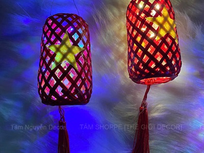 Lồng đèn tre lá lờ Việt Nam [Có đèn Led - Được chọn màu] LDEN-TRE-04