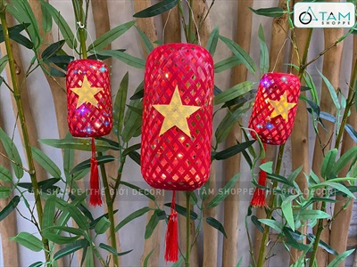 Lồng đèn tre lá lờ Việt Nam [Có đèn Led - Được chọn màu] LDEN-TRE-04
