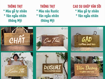 Bảng hiệu gỗ đèn Led hình chữ nhật bo góc [Sáng đẹp - Theo yêu cầu] YC-BANGHIEU-08