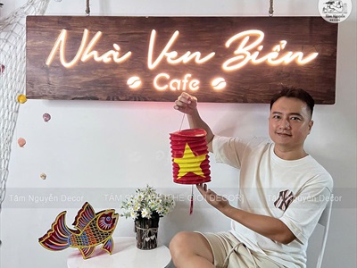 Bảng hiệu gỗ đèn Led hình chữ nhật bo góc [Sáng đẹp - Theo yêu cầu] YC-BANGHIEU-08