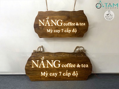 Bảng hiệu gỗ đèn Led tấm gỗ Vintage [Rustic - Theo yêu cầu] YC-BANGHIEU-17
