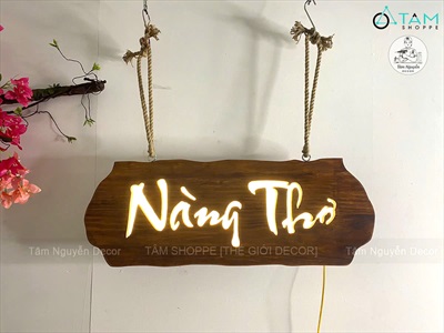 Bảng hiệu gỗ đèn Led tấm gỗ Vintage [Rustic - Theo yêu cầu] YC-BANGHIEU-17