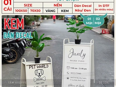 Bảng hiệu Standee sắt chữ A có kệ để hoa [Chắc chắn - Theo yêu cầu] YC-BANGHIEU-19