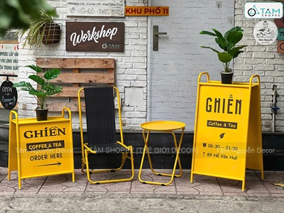 Bảng hiệu Standee sắt chữ A có kệ để hoa [Chắc chắn - Theo yêu cầu] YC-BANGHIEU-19