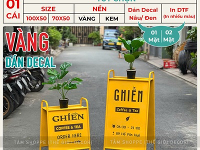 Bảng hiệu Standee sắt chữ A có kệ để hoa [Chắc chắn - Theo yêu cầu] YC-BANGHIEU-19