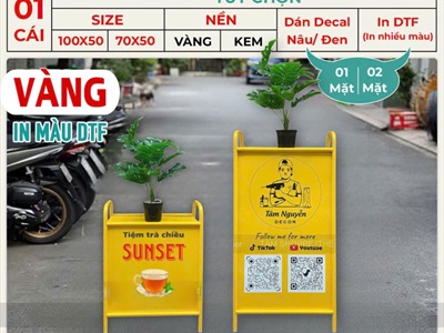 Bảng hiệu Standee sắt chữ A có kệ để hoa [Chắc chắn - Theo yêu cầu] YC-BANGHIEU-19