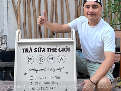 Bảng hiệu Standee sắt chữ A có kệ để hoa [Chắc chắn - Theo yêu cầu] YC-BANGHIEU-19