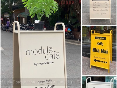 Bảng hiệu Standee sắt chữ A có kệ để hoa [Chắc chắn - Theo yêu cầu] YC-BANGHIEU-19