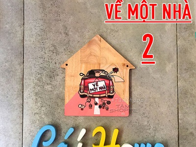 Bảng treo cửa hình ngôi nhà theo yêu cầu [Nhận vẽ Chibi] YC-BANGTREO-02