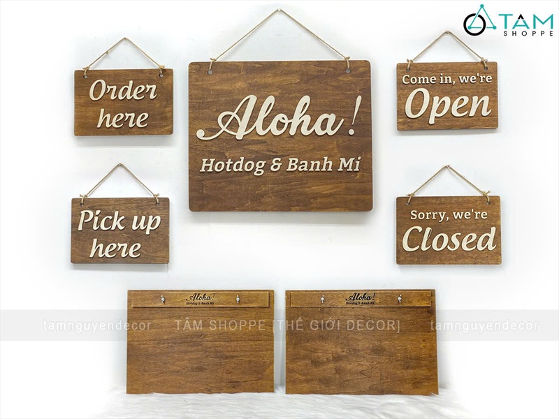 Bộ bảng treo + bìa kẹp menu cho xe bán hàng lưu động [Gỗ/ Theo yêu cầu] CC-BANGHIEU-02