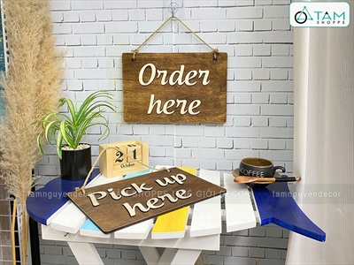 Bộ bảng treo + bìa kẹp menu cho xe bán hàng lưu động [Gỗ/ Theo yêu cầu] CC-BANGHIEU-02