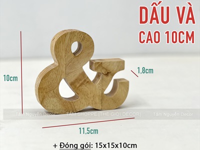 Chữ gỗ - Số gỗ decor màu tự nhiên tự đứng [Cao 15cm / Có sẵn] CHUGO-31