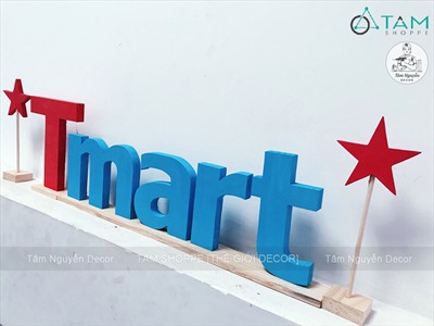 Chữ gỗ thông ghép tên Logo thương hiệu [Gỗ dày 10-18mm /Theo yêu cầu] CHUGO-26