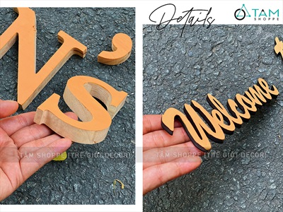 Chữ gỗ thông ghép tên Logo thương hiệu [Gỗ dày 10-18mm /Theo yêu cầu] CHUGO-26