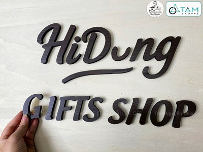 Chữ gỗ thông ghép tên Logo thương hiệu [Gỗ dày 10-18mm /Theo yêu cầu] CHUGO-26