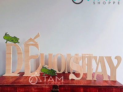 Chữ gỗ thông ghép màu tự nhiên [ Gỗ đẹp - Theo yêu cầu] CHUGO-25