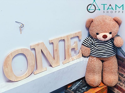 Chữ gỗ thông ghép màu tự nhiên [ Gỗ đẹp - Theo yêu cầu] CHUGO-25