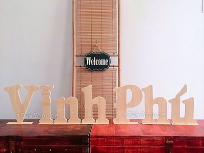 Chữ gỗ thông ghép màu tự nhiên [ Gỗ đẹp - Theo yêu cầu] CHUGO-25