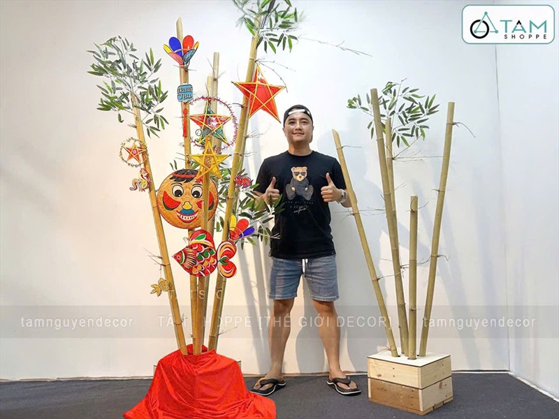 Bụi tre lắp ráp có đế tự đứng được cao 1,6-2m [Dễ lắp - Có lẻ đế rời] CAYTRE-02