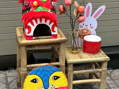 Đôn ghế tre decor trang trí [Phun keo/ Loại đẹp] BANGHE-06
