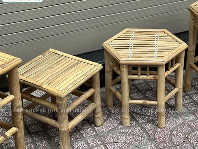 Đôn ghế tre decor trang trí [Phun keo/ Loại đẹp] BANGHE-06
