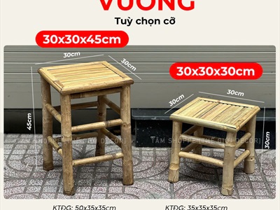 Đôn ghế tre decor trang trí [Phun keo/ Loại đẹp] BANGHE-06