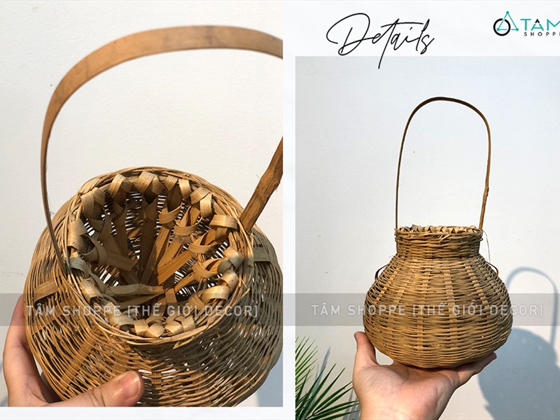 Giỏ tre đựng cua có quai xách 3 size GIO-TRE-01