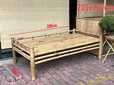 [ORDER 3-7 NGÀY] Giường tre tự nhiên decor nhiều cỡ [Phun keo/ Loại đẹp] GIUONG-02
