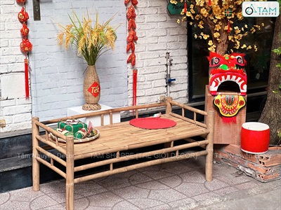 [ORDER 5-7 NGÀY] Giường tre tự nhiên decor nhiều cỡ [Phun keo/ Loại đẹp] GIUONG-02