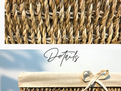 Khay cói chữ nhật đan dày có vải lót 3 size KHAY-COI-01