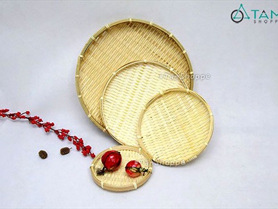 Mẹt tre tròn thủ công màu tự nhiên nhiều kích cỡ [Hàng đẹp/ Đủ cỡ] METTRE-03
