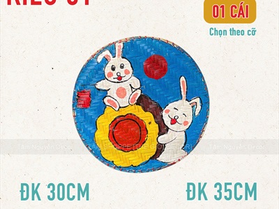 Mẹt tre vẽ dân gian múa lân rước đèn 35/40cm [Nét vẽ chuẩn - Nhiều kiểu] METTRE-02