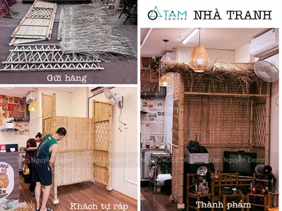[ORDER 5-10 NGÀY] Nhà tranh làm sẵn tháo lắp tiện lợi [Bánh xe/ Tự đứng] NHATRANH-03