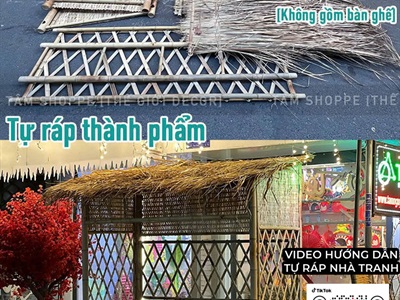 [ORDER 5-10 NGÀY] Nhà tranh làm sẵn tháo lắp tiện lợi [Bánh xe/ Tự đứng] NHATRANH-03