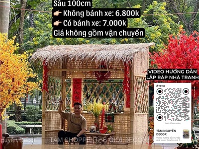 [ORDER 5-10 NGÀY] Nhà tranh làm sẵn tháo lắp tiện lợi [Bánh xe/ Tự đứng] NHATRANH-03