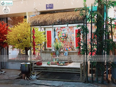 [ORDER 5-10 NGÀY] Nhà tranh làm sẵn tháo lắp tiện lợi [Bánh xe/ Tự đứng] NHATRANH-03