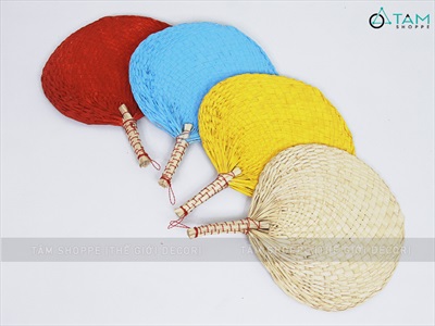Quạt nan lá dừa đan tay thủ công nhiều màu QUAT-02