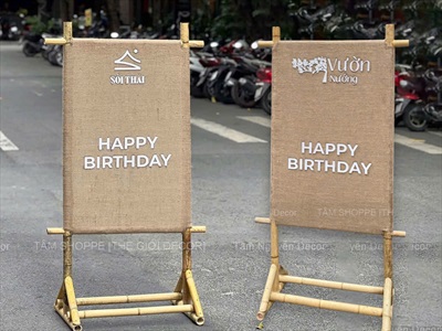 [ORDER 5-7 NGÀY] Standee khung tre vải bố Happy birthday [Theo YC - Một mặt] STANDEE-04