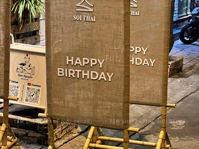 [ORDER 5-7 NGÀY] Standee khung tre vải bố Happy birthday [Theo YC - Một mặt] STANDEE-04