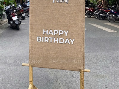 [ORDER 5-7 NGÀY] Standee khung tre vải bố Happy birthday [Theo YC - Một mặt] STANDEE-04