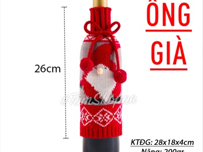 Áo vải bọc chai rượu Noel vải len cổ lọ BCHR-X-05