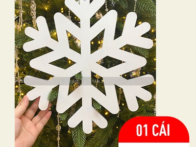 Bông tuyết trắng bằng gỗ trang trí [ĐK10/20/30cm - Có lỗ xỏ dây] BONGTUYET-02
